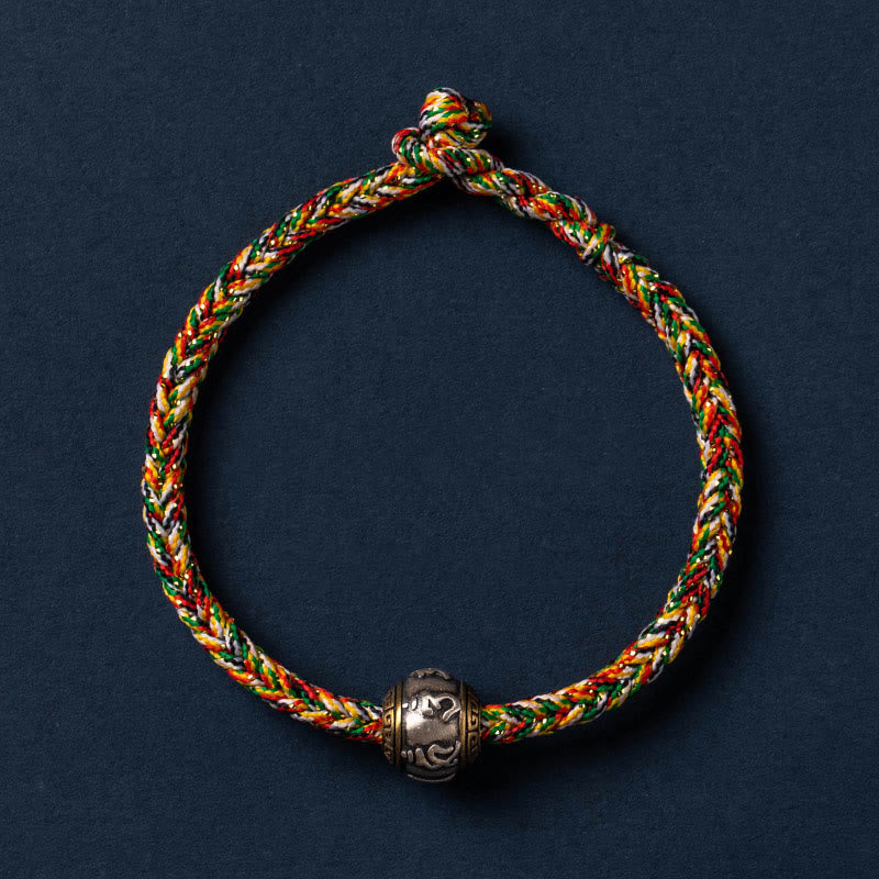 KarmaRipple's 925 Sterling Silver Tibet Handmade Om Mani Padme Hum Fortune Protection King Kong Weave Woven Bracelet p47