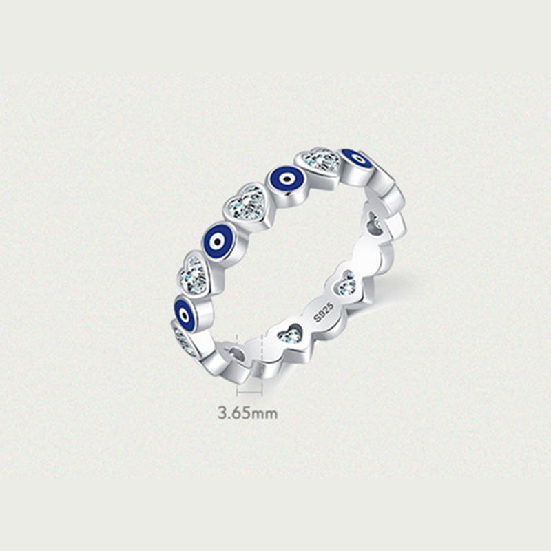 KarmaRipple's 925 Sterling Silver Evil Eye Love Heart Zircon Blessing Ring p6