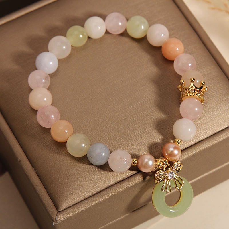 KarmaRipple's Morganite Peace Buckle Jade Confidence Bracelet p3