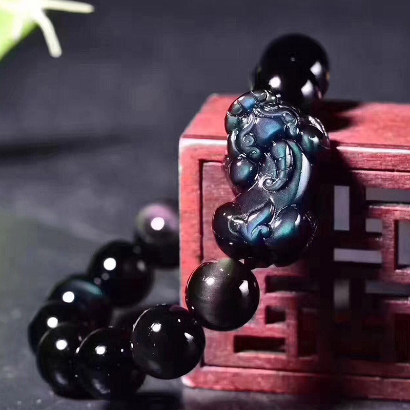 KarmaRipple's FengShui PiXiu Rainbow Obsidian Fortune Bracelet p3