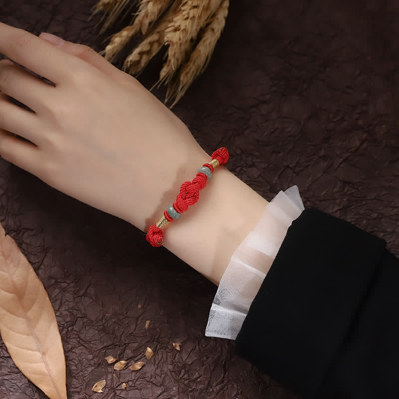 KarmaRipple's Bring Good Fortune Red String Jade Fortune Weave Woven Pair Bracelet p13