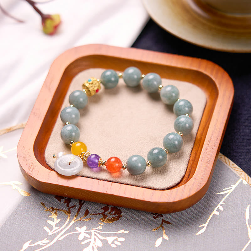 KarmaRipple's Jade Red Agate Peace Buckle Talisman Confidence Bracelet p15