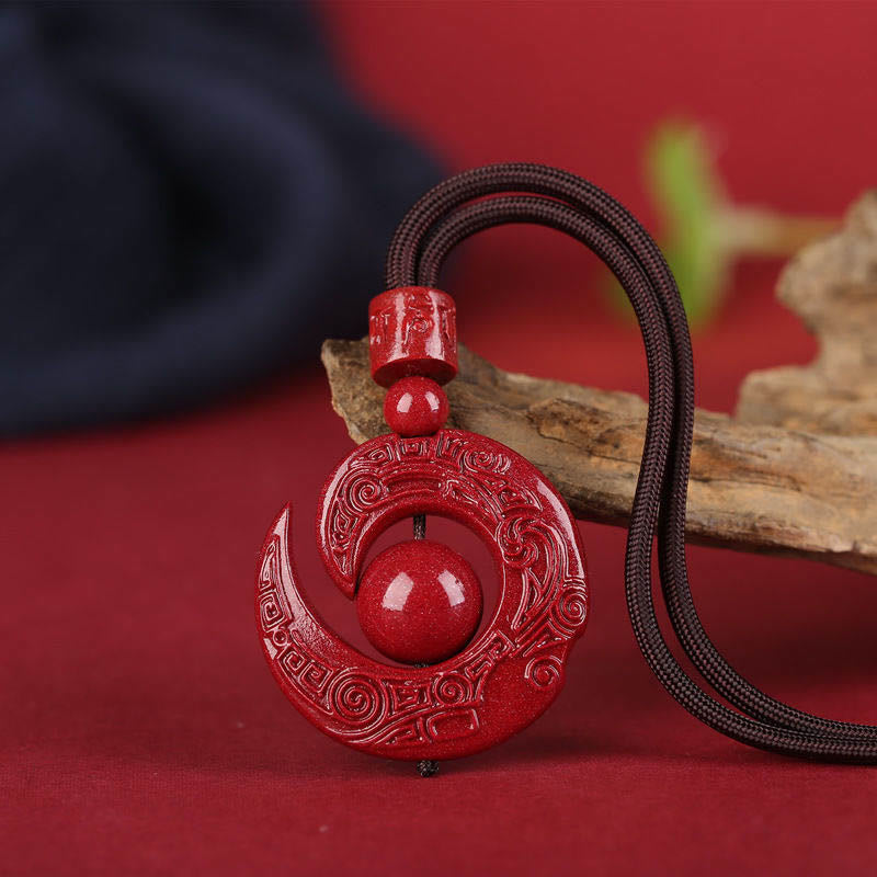 KarmaRipple's One's Fortune Improves Design Patern Authentic Cinnabar Concentration Pendant Necklace p23