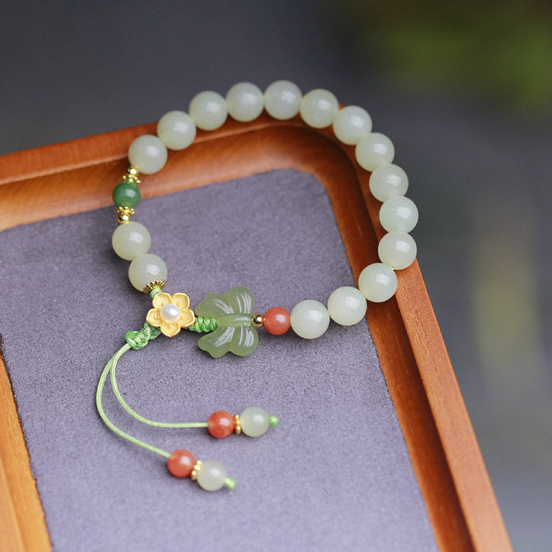 KarmaRipple's 925 Sterling Silver Jade Fortune Flower Butterfly Bracelet p13