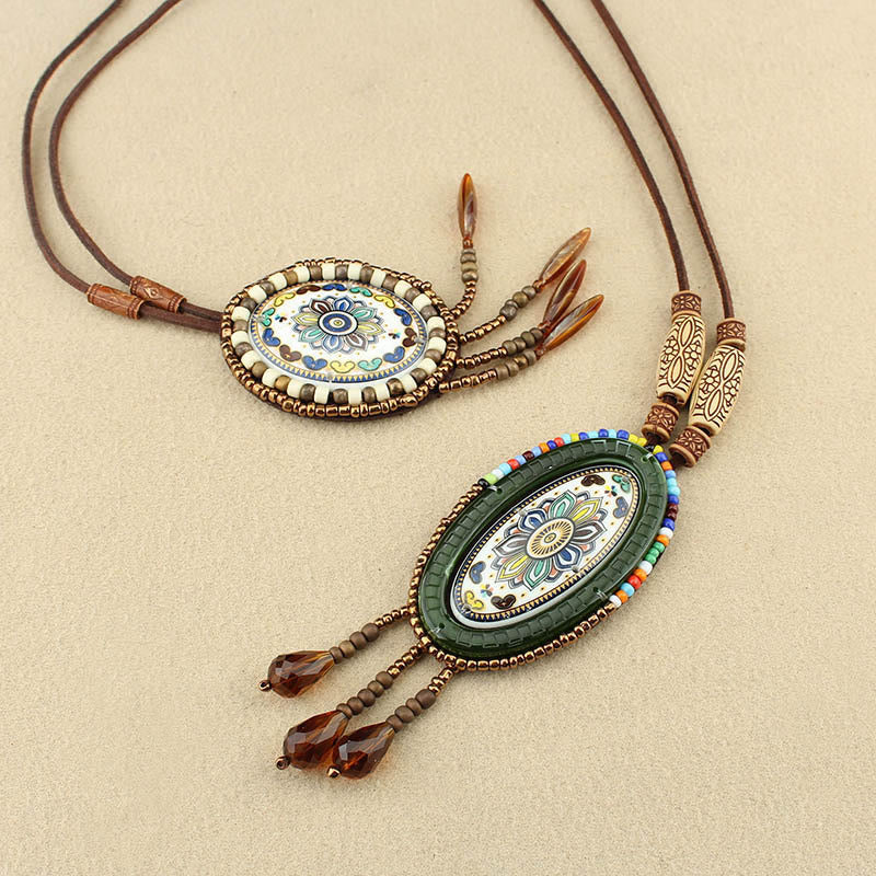 KarmaRipple's Mandala Pattern Beadwork Creativity Pendant Necklace p10