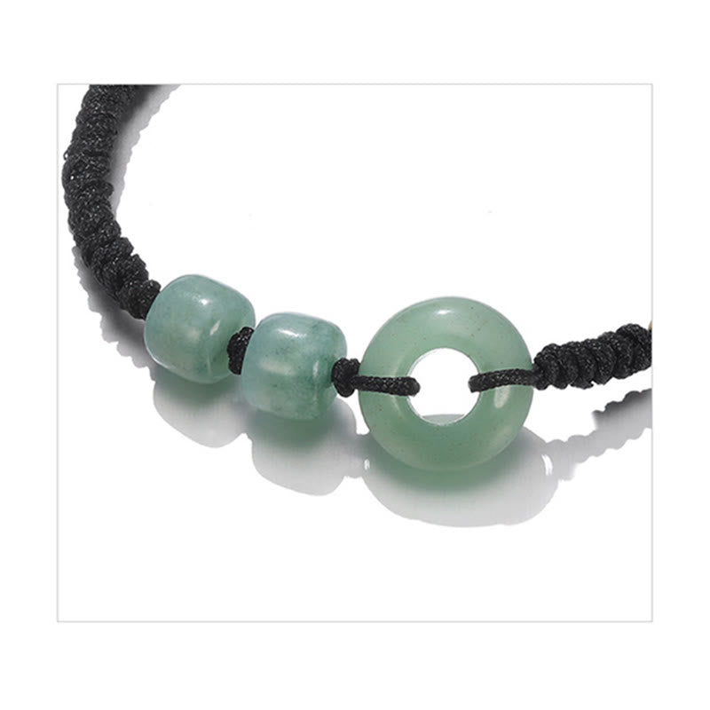 KarmaRipple's 2Pcs Green Aventurine Ivory Jade Peace Buckle Fortune Woven Pair Bracelet p17