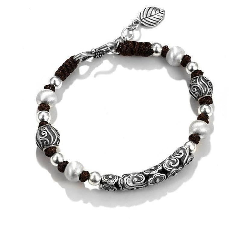 KarmaRipple's Tibet Handmade Bronze 999 Sterling Silver Auspicious Cloud Wealth String Bracelet p13