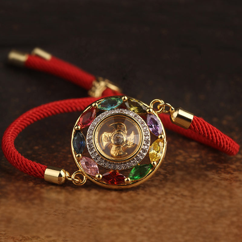 KarmaRipple's Colorful Zircon Bronze Wealth Fortune Rotation Bracelet Pendant Necklace p2