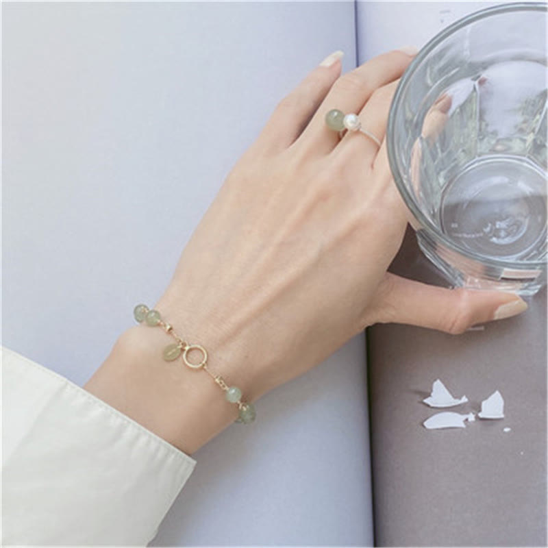 KarmaRipple's 14k Gold Plated Hetian Jade Beaded Prosperity Chain Bracelet p8