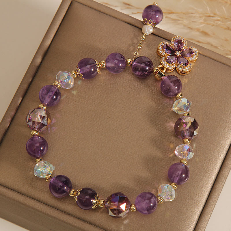 KarmaRipple's Authentic Amethyst Pearl Flower Talisman Positive Transformation Bracelet p4