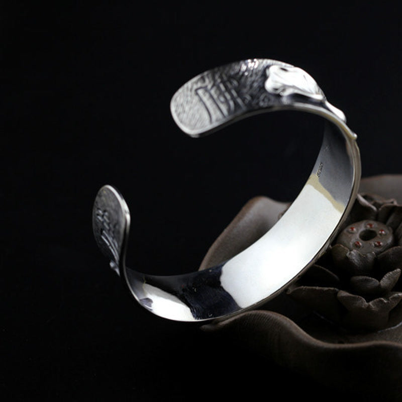 KarmaRipple's 925 Sterling Silver Lotus Flower Calm Bracelet Adjustable Bangle p14