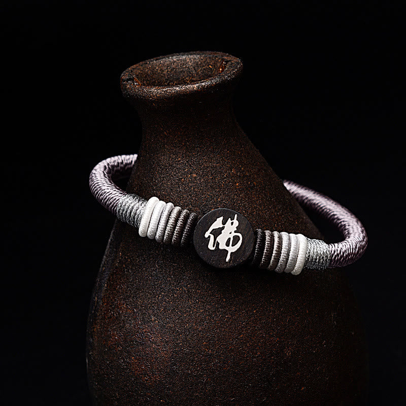 KarmaRipple's Buddha Character Ebony Handcrafted Rope Bracelet p27