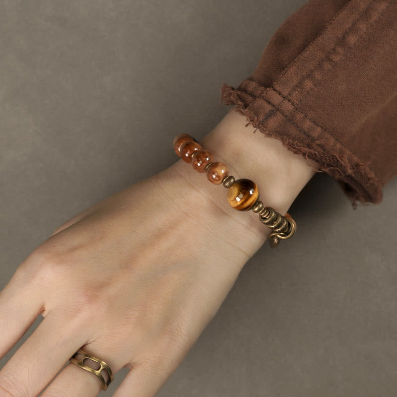 KarmaRipple's Kuka Seed Tiger Eye Gold Sheen Obsidian Bronze Wealth Fortune Bracelet p7