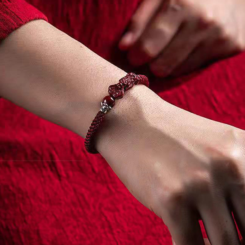 KarmaRipple's Handcrafted PiXiu Cinnabar Wealth Fortune Woven Bracelet p24