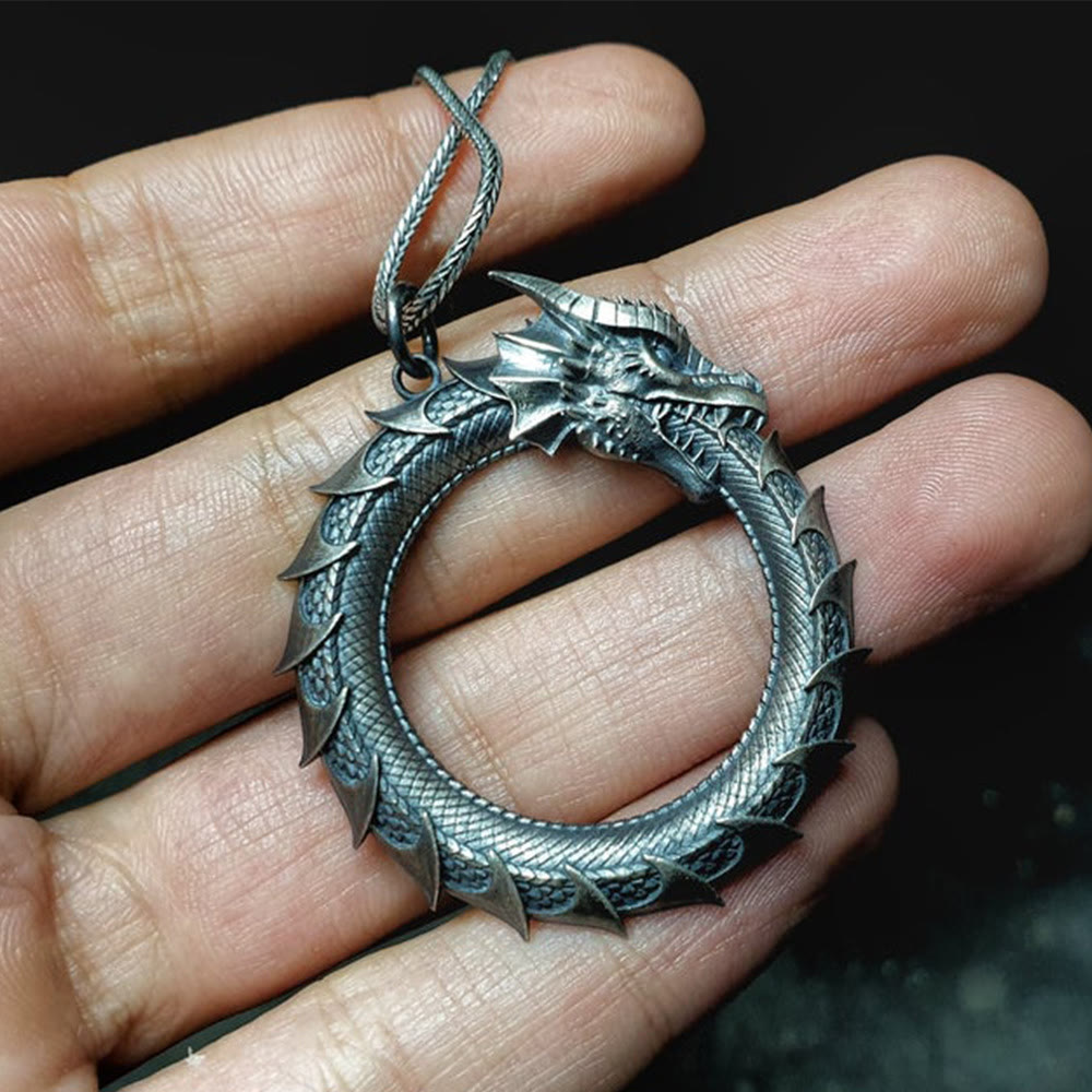 KarmaRipple's Pure Tin Dragon Snake Protection Pendant Necklace p4