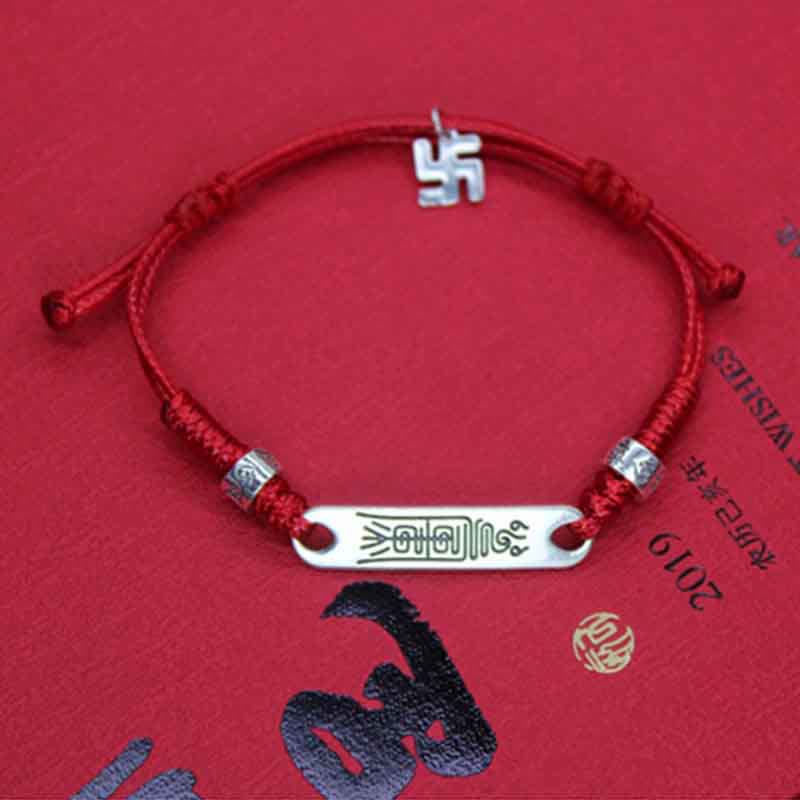 KarmaRipple's 925 Sterling Silver Red String Fortune Strength Braid Bracelet p5