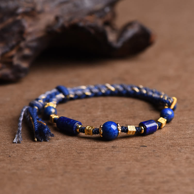 KarmaRipple's Handmade Authentic Lazurite Bead Positive Rope Bracelet p5