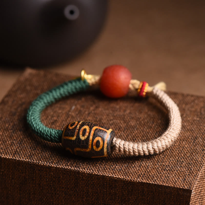 KarmaRipple's Handmade Tibetan Nine-Eye Dzi Bead Wealth Rope Bracelet p5