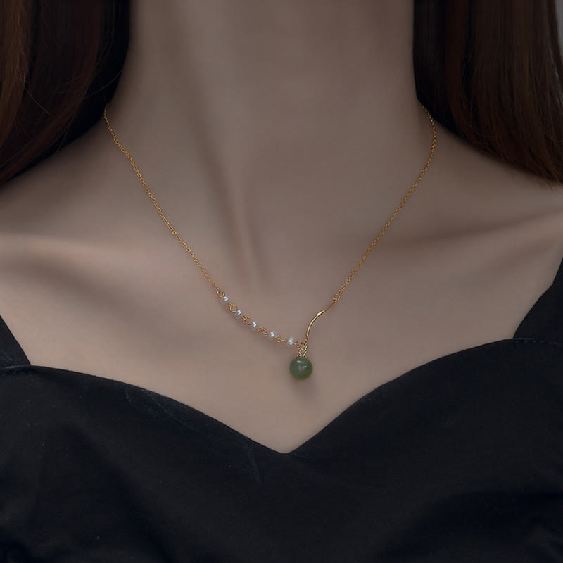 KarmaRipple's KarmaRipple's atural Hetian Jade Pearl Fortune Bead Pendant Necklace p6