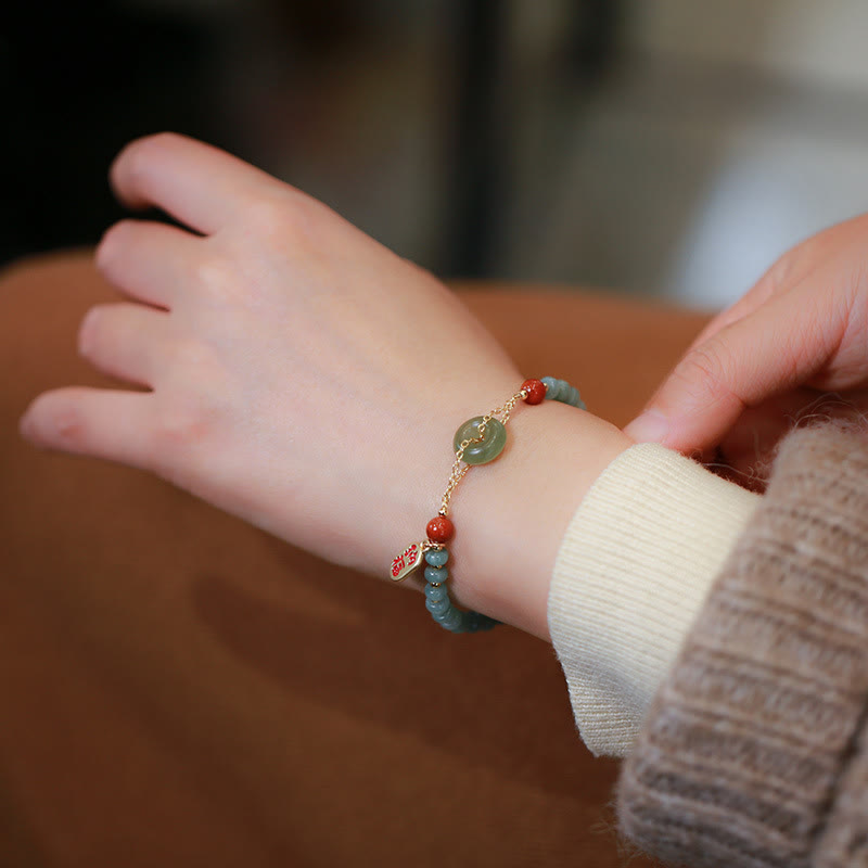 KarmaRipple's Authentic Hetian Jade Red Agate Peace Buckle Fortunate Fortune Bracelet p5