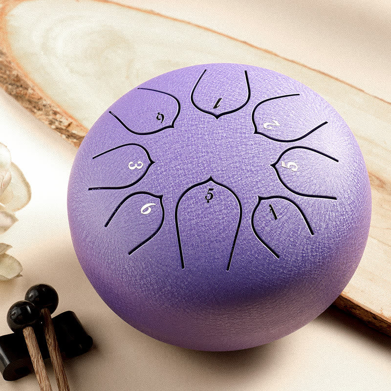KarmaRipple's Steel Tongue Drum Sound Balancing Meditation Lotus Pattern Drum Kit 8 Note 6 Inch Percussion Instrument p24