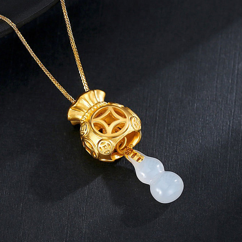 KarmaRipple's Auspicious Feng Shui Money Bag Jade Necklace Pendant p1