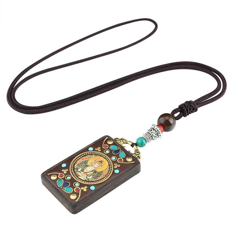 KarmaRipple's Tibet God of Wealth Thangka Ebony Peace Pendant Necklace p14