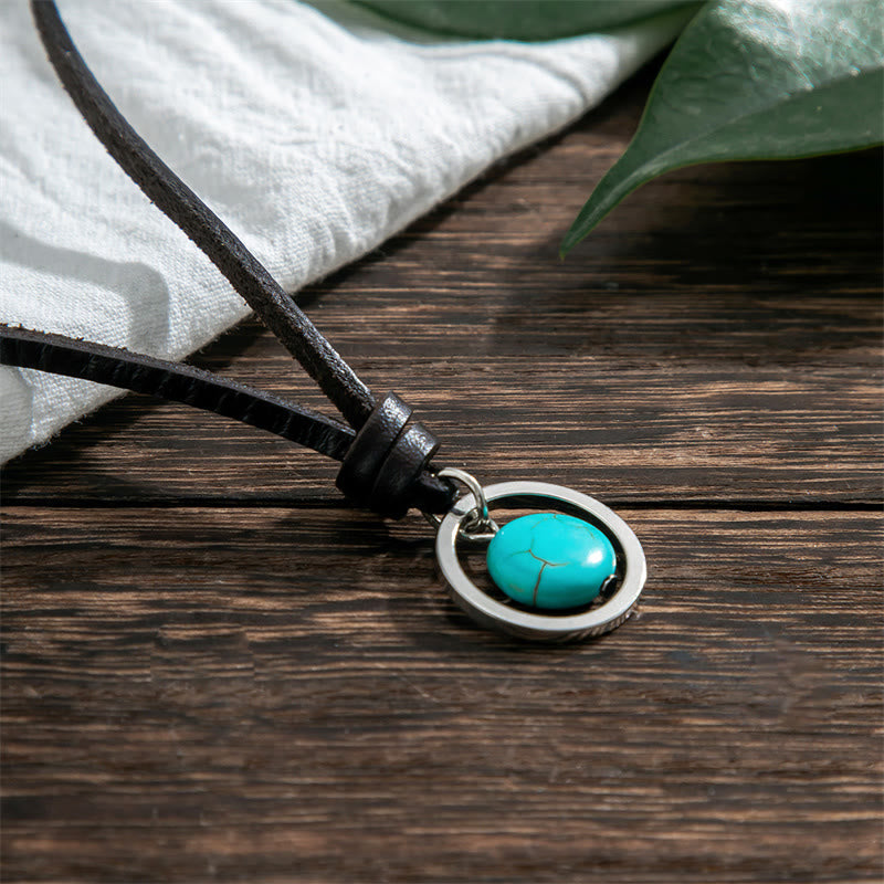 KarmaRipple's Round Turquoise Stone Protection Strength Pendant Necklace p14