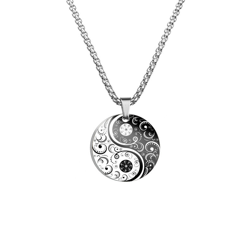 KarmaRipple's Yin Yang Koi Fish Dragon Titanium Steel Balance Pendant Necklace ( p5