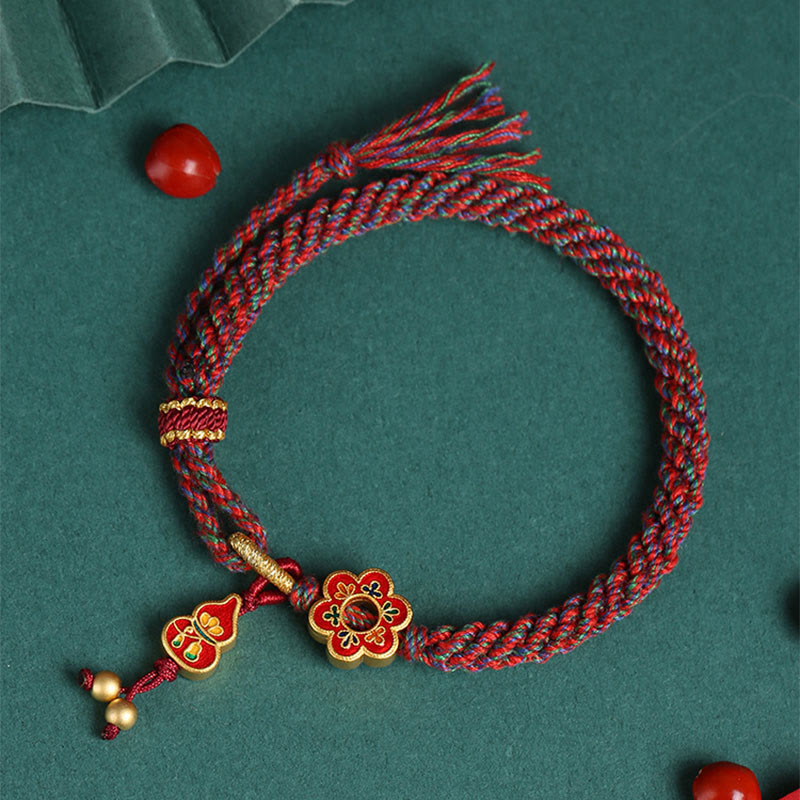 KarmaRipple's Handmade Colorful Gourd Flower Protection Woven String Bracelet p4