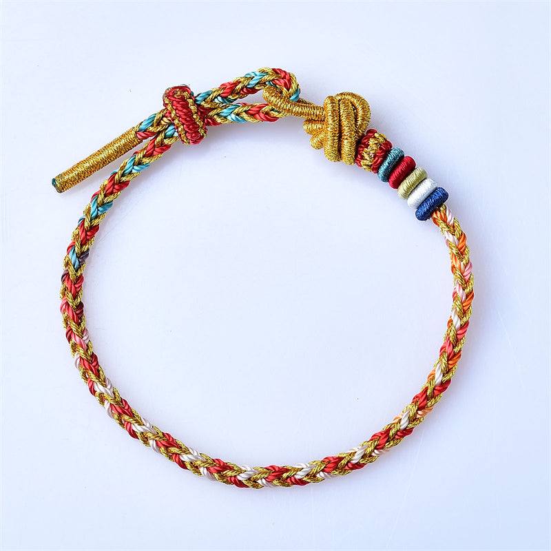 KarmaRipple's Handcrafted Colorful Gold Balancing Braid Rope Bracelet p5