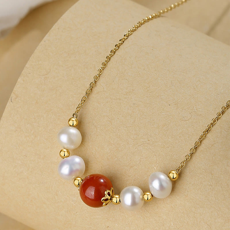 KarmaRipple's 925 Sterling Silver Pearl Cinnabar Sincerity Balancing Bead Chain Pendant Necklace p7