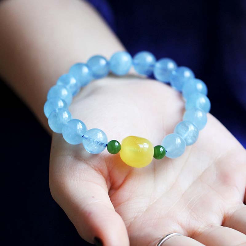 KarmaRipple's Authentic Aquamarine Amber Beadwork Serenity Balancing Bracelet p5