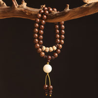 KarmaRipple's Sandalwood Small Leaf Red Sandalwood Bodhi Seed Purification Double Wrap Bracelet