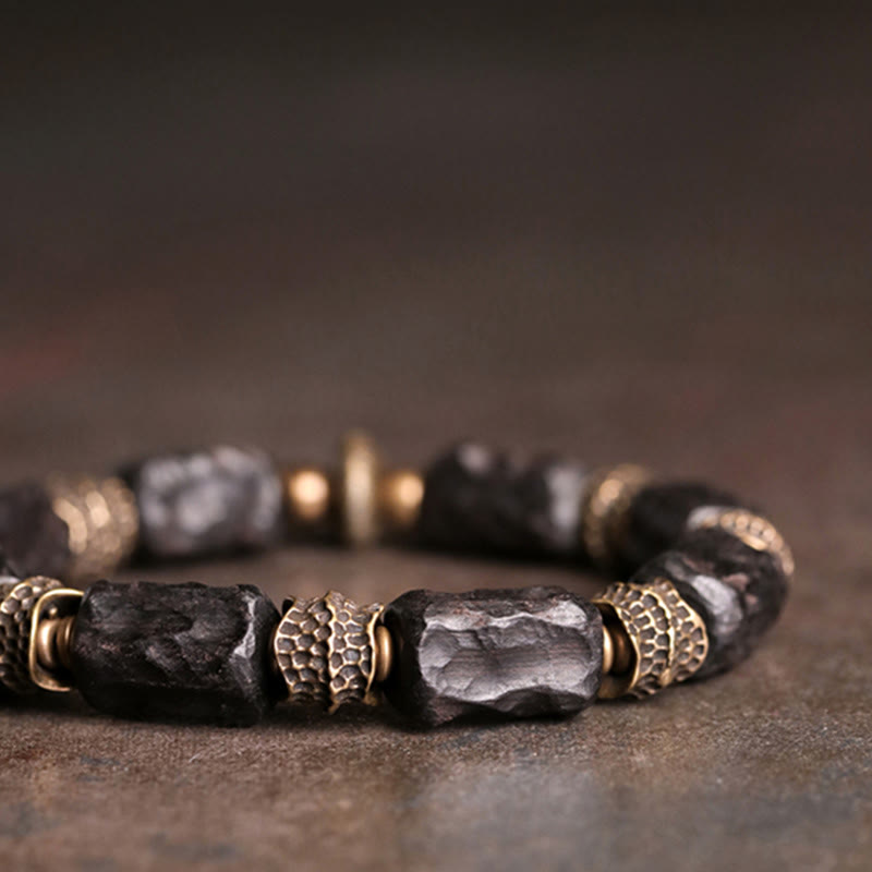 KarmaRipple's Tibetan Ebony Wood Bronze Calm Peace Bracelet p5