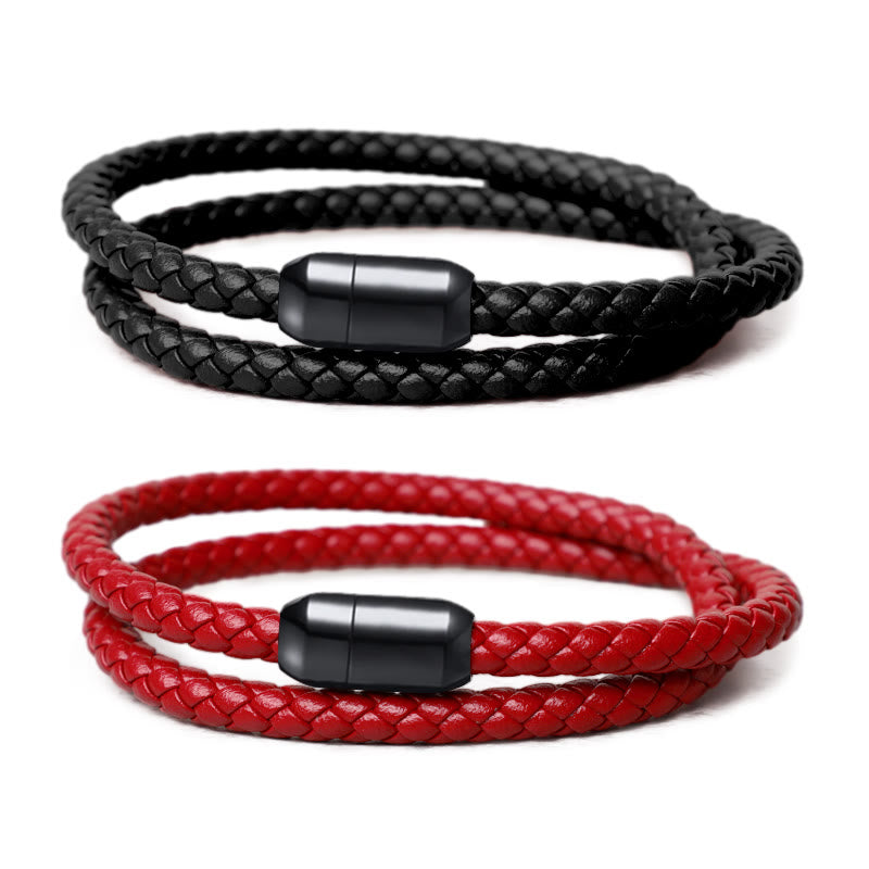 KarmaRipple's Genuine Leather Red String Protection Magnetic Buckle Bracelet p5