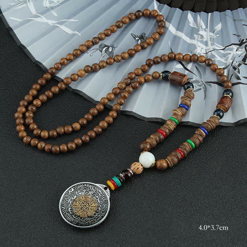 KarmaRipple's Tibetan Om Mani Padme Hum Prayer Wheel Rotation Vajra Wood Pendant Necklace p34