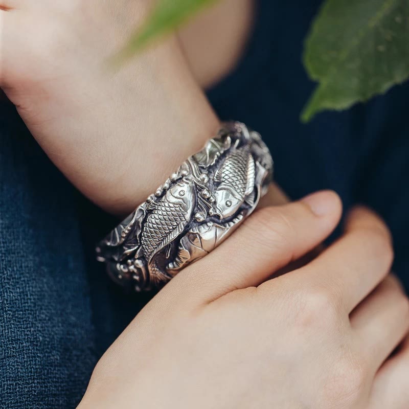 KarmaRipple's Koi Fish Lotus Fortune Wealth Bracelet Bangle p8