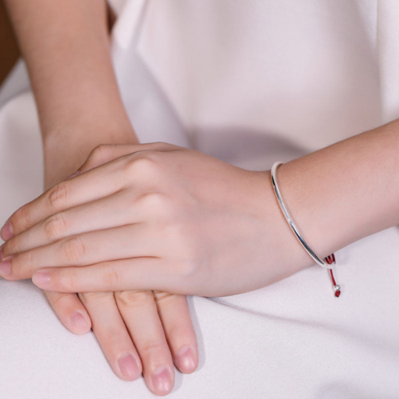 KarmaRipple's 925 Sterling Silver Red String Balancing Weave Bracelet p4