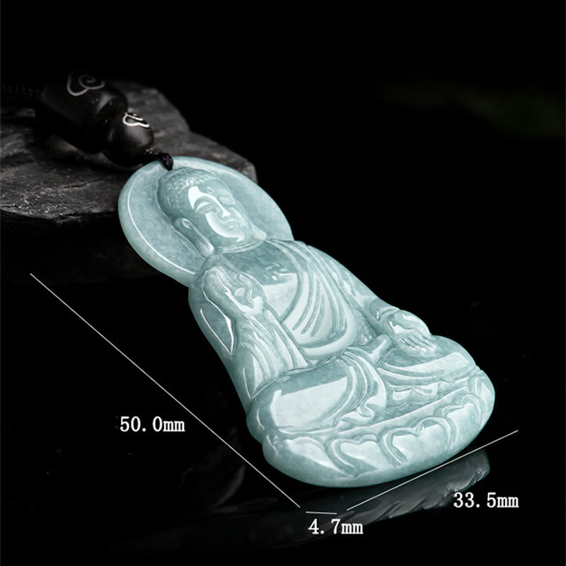 KarmaRipple's Amitabha Buddha Authentic Jade Lotus Amulet Compassion String Pendant Necklace p9