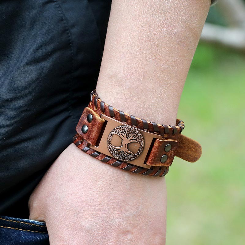 KarmaRipple's Fortunate Tree Of Life Balance Leather Bracelet p5