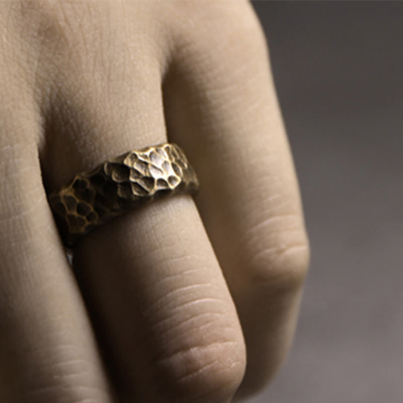 KarmaRipple's Tibetan Bump Texture Design Bronze Brass Fortune Ring p8