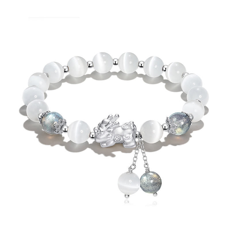 KarmaRipple's Authentic Cat's Eye Moonstone Strawberry Quartz PiXiu Support Bracelet p16