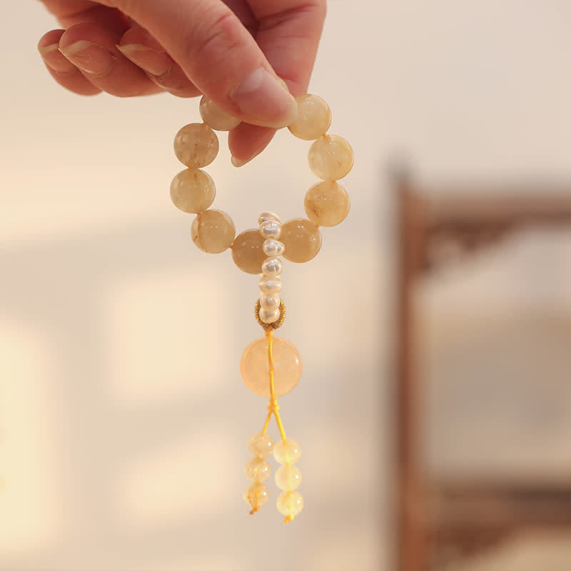 KarmaRipple's Citrine Peace Buckle Prosperity Happiness Wrist Mala p1