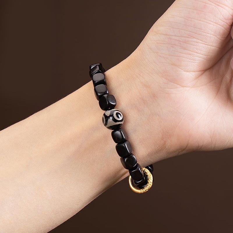 KarmaRipple's Tibetan Ebony Wood Dzi Bead Balance Calm Bracelet p9