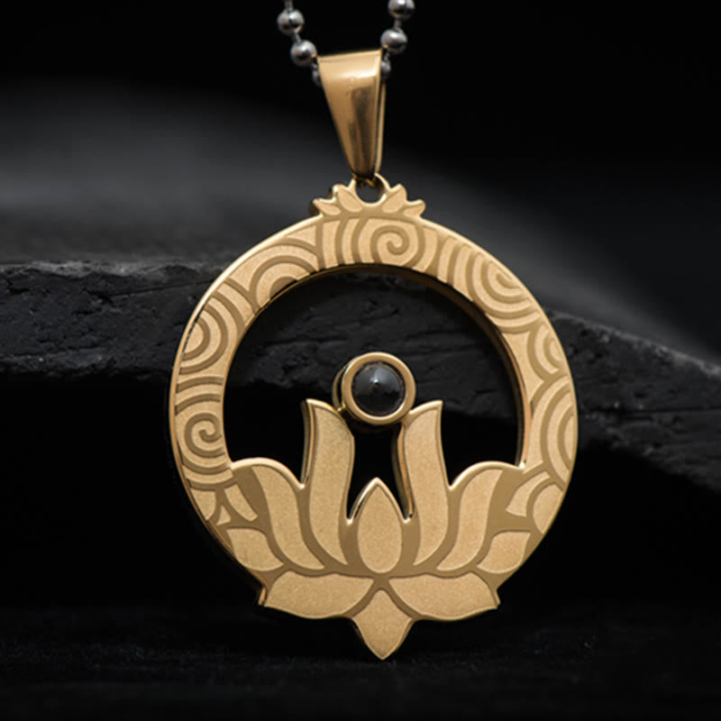 KarmaRipple's Lotus Titanium Steel Enlightenment Projection Shurangama Mantra Pendant Necklace p14
