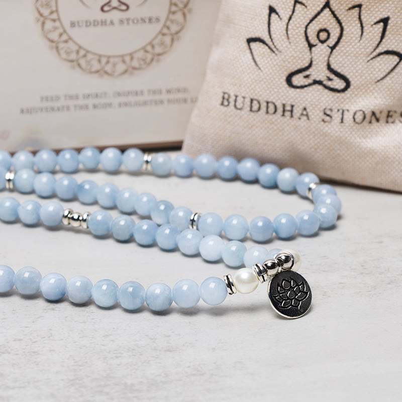 KarmaRipple's 108 Mala Beadwork Aquamarine Balancing Bracelet p5