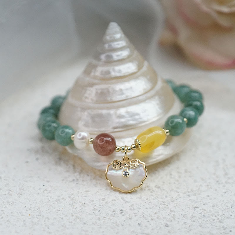 KarmaRipple's Jade Sea shell Ruyi Lock Fortune Bracelet p2