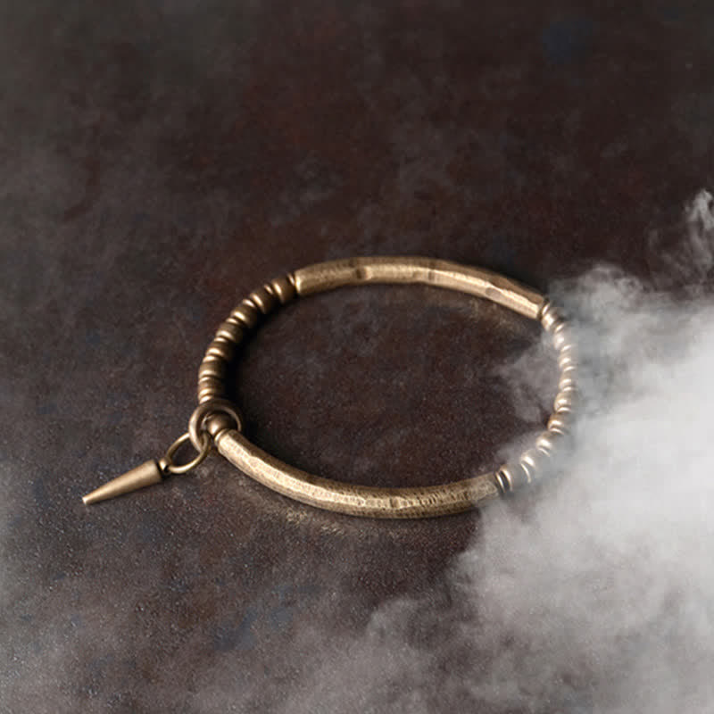 KarmaRipple's Lava Rock Stone Bronze Balance Cuff Bracelet Bangle p11