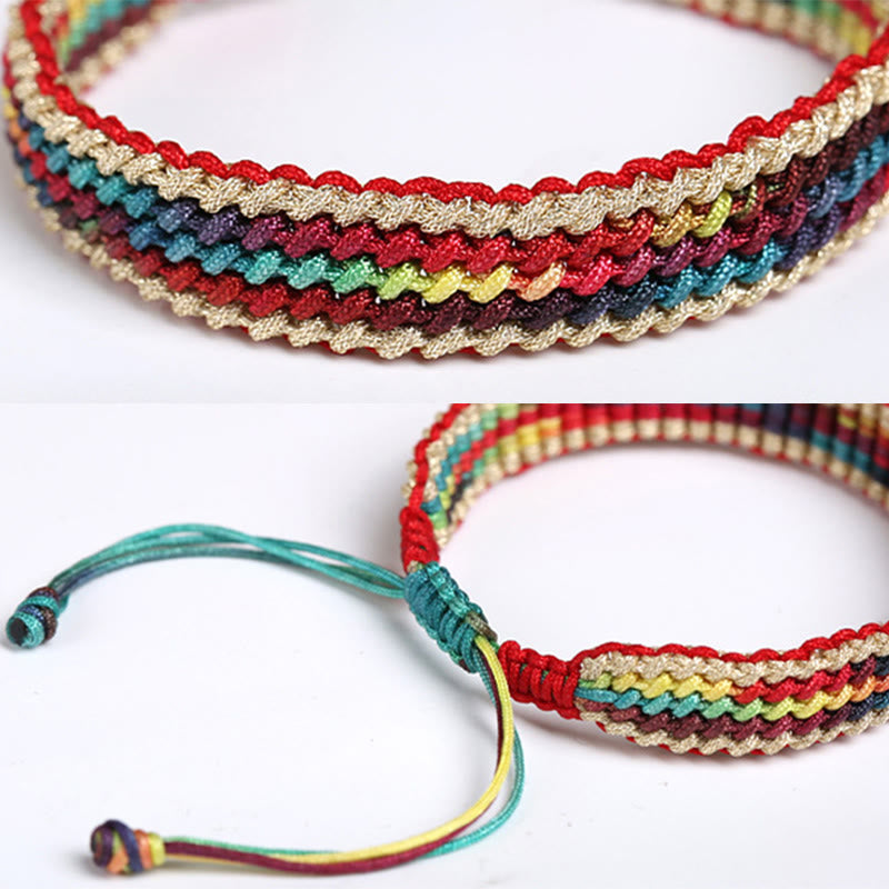 KarmaRipple's Tibet Handmade Rainbow Multicolored Protection Woven String Bracelet p13